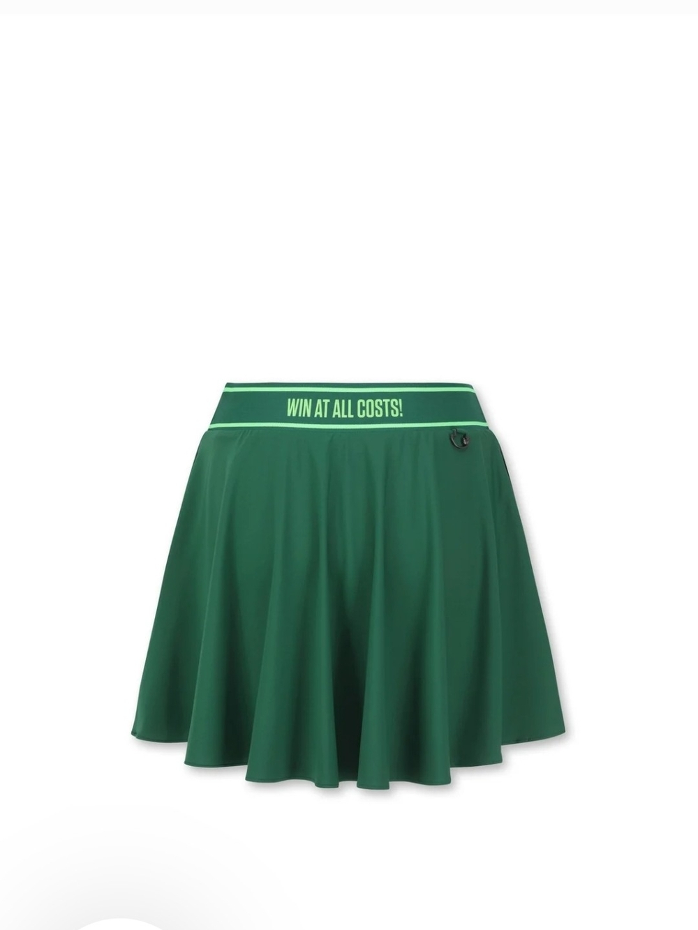 Green Athletic Flared Skirt with 'Win At All Costs!' Waistband